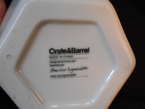 Crate & Barrel All White 5.5" Hexgon (six-sided) Soup / Cereal Bowl ~Set Of 2 - Picture 4 of 4