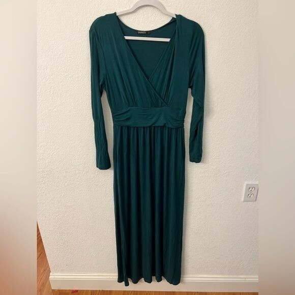 Ouges womens maxi long sleeve wrap v neck dress s… - image 1