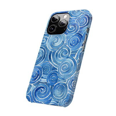 Whimsical Blue Swirl Slim Phone Case, Abstract Art, iPhone Mobile Accessory 