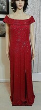 Xscape [ 14 ] Sequin Off the Shoulder Gown in Red/Clear #G1170 $398 NWT