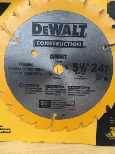DEWALT DW9066 5-1/2" 24 24T Carbide Teeth Circular Saw Blade DW 9066 5.5 5 1/2 - Picture 6 of 12