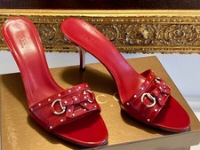 ★ GUCCI ★ SANDALE PANTOLETTE ROT LACKLEDER ★ HORSEBIT ★ Gr 39,5 NEU Komplett !