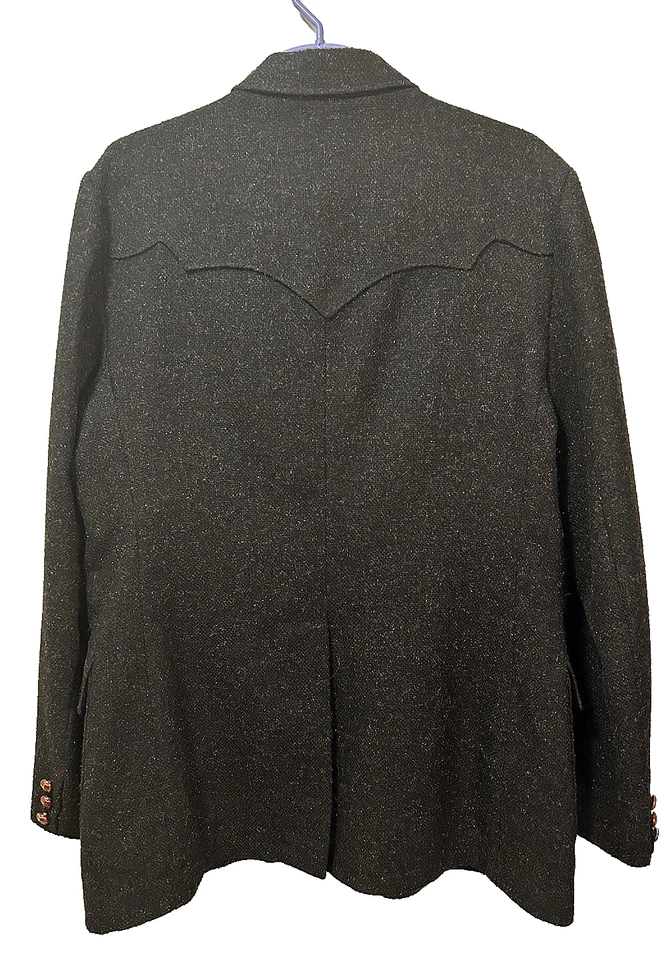 VTG Pioneer Wear 42R Black Tweed Sparkly Thread Highlights Western Blazer - Image 2 of 4