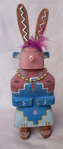 Vintage Carved Wood 11" Flat Back Kachina Doll