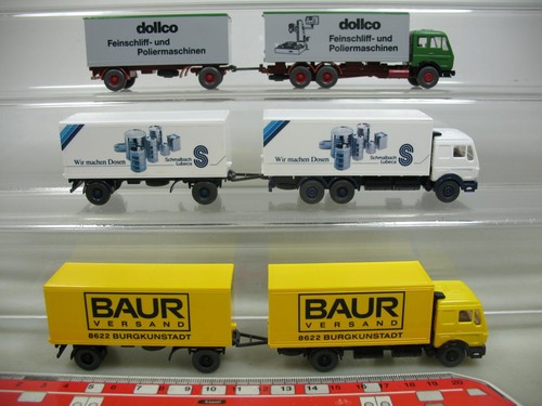 AF216-0,5#3x Mint H0 1:87 Camion Mercedes-Benz MB Baur+Schmalbach+Dollco