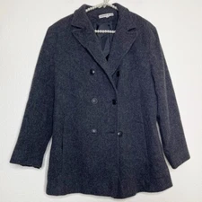 Jason Kole Medium Peacoat 100% Wool Gray Double Breasted Lined Jacket Vintage