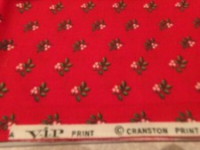 3/4 YD X 44"VINTAGE CHRISTMAS HOLLYBERRIES/LEAVES COTTON by VIP CRANSTON 6908