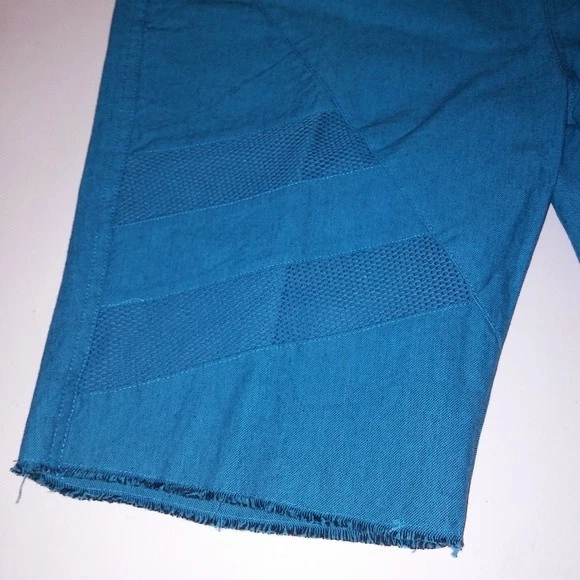 Pantalones Cortos Fulton Para Hombre Malla Azul Teal Corte Borde Crudo Foto 2 de 4
