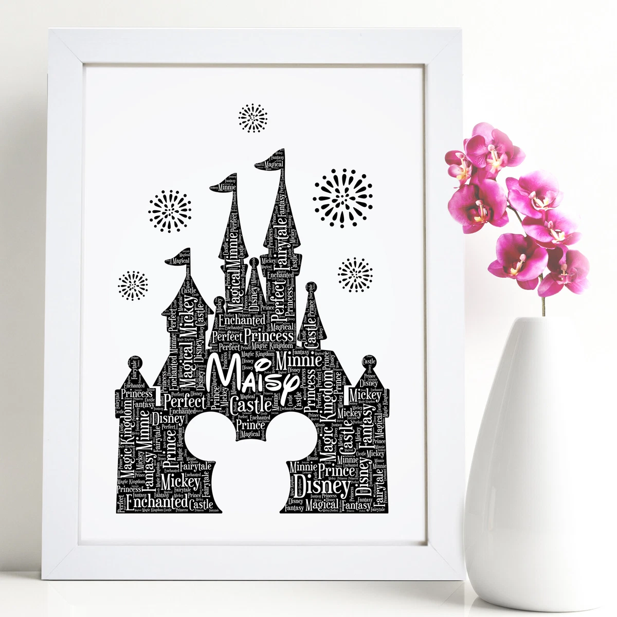 Personalised Disney Castle Framed Print Gift Wall Art Present