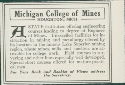 1915 Michigan College of Mines Houghton Year Book Booklet of Views Offer Ad CO7