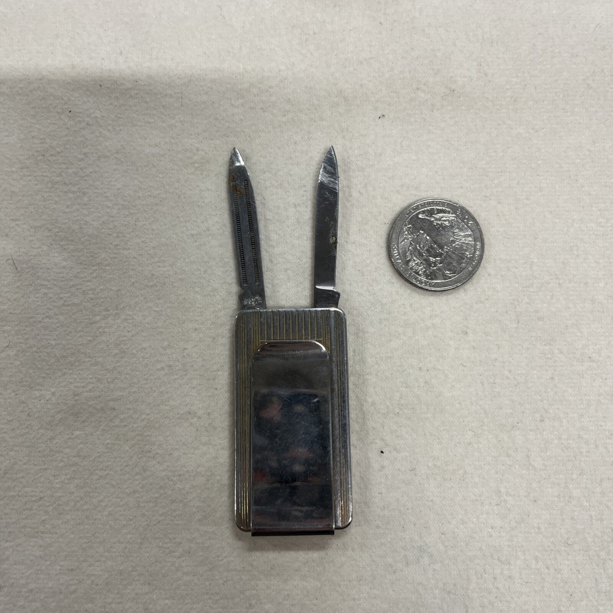 Vintage Imperial Stainless Steel Chivas Regal Money Clip Pocket Knife Nail File View 6