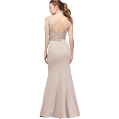 David's Bridal Lace Stretch Crepe V-neck Bridesmaid Dress Women's