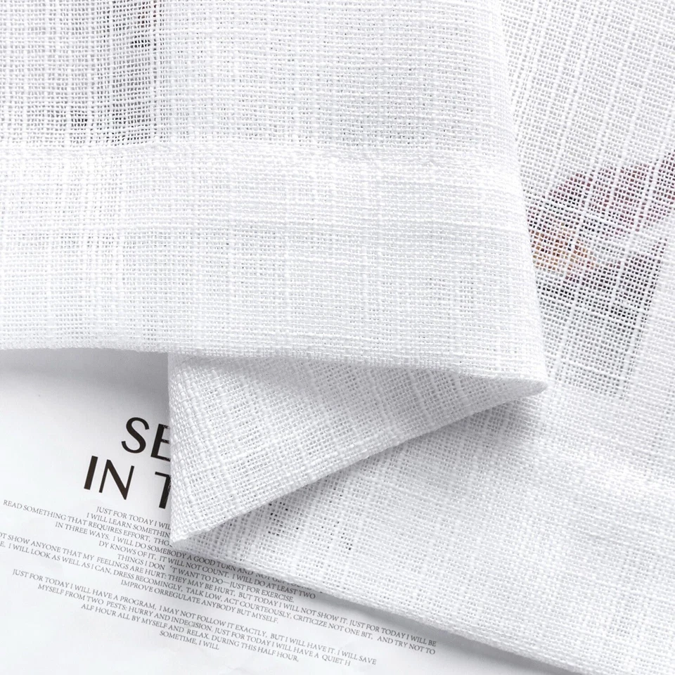 2 Panel Rustic Farmhouse Linen Kitchen Curtain Short Cafe Tiers for Small Window - Image 4 of 4