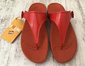 orange toe post sandals