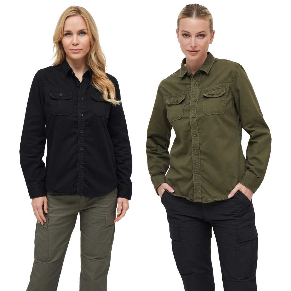 Brandit Camisa Vintage De Manga Larga Para Damas