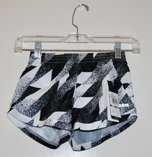 NWT adidas Girl's Black  White Print Lined Athletic Shorts sz 6 6X