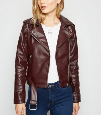 burgundy leather look jacket