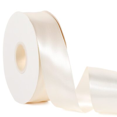 Cream White 1-1/2'' X 50 Yards Solid Color Satin Ribbon Double Faced High Dens...