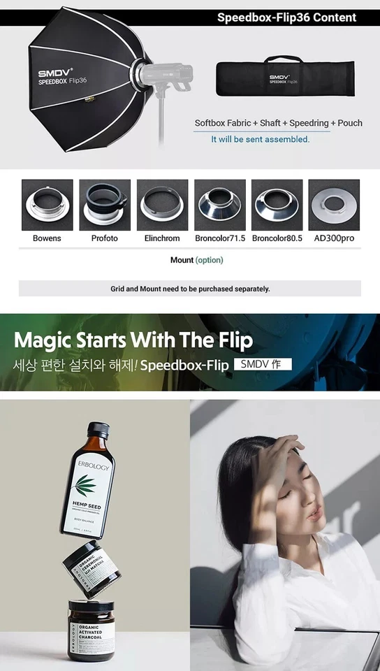 SMDV SPEED-BOX FLIP36 Quick Soft-box Diffuser f/ Bowens Elinchrom Profoto Strobe - Image 2 of 4