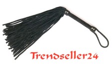 Peitsche 72 z&uuml;gig aus weichem Leder 60cm Schwarz