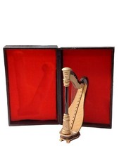 Dollhouse Miniatures Wood Harp in Case Musical Instrument 5.5"