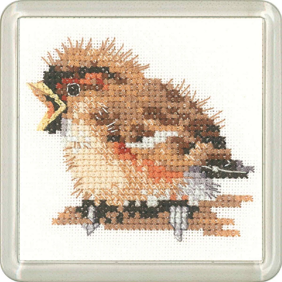 Heritage Kreuzstich Set Aida "Spatz (A)", Zählmuster, CFSP1192-A, Coaster size 7 - Bild 1 von 1