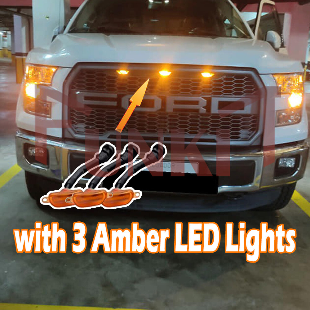 Raptor Style Front  Grille  Grill for 2015 - 2017 FORD F150 w/Letters/LED Lights