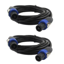 2-Pack 15ft PA Speakon Cable to DJ Speaker Speakon Male Speaker Cab Cord Cables