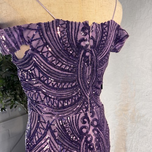 Mermaid Evening Dresses Formal Off the Shoulder Glitter Cocktail Party Prom Gown - Picture 4 of 7