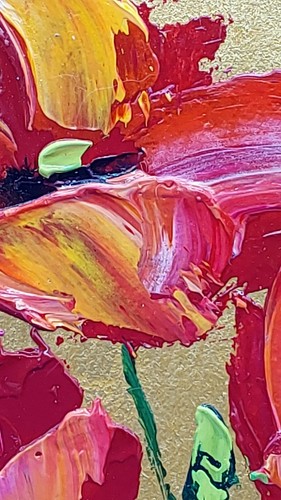 Papaveri 3 dipinti originali fiori selvatici regalo arte semi-astratta fatta a mano arte da parete - Foto 8 di 11