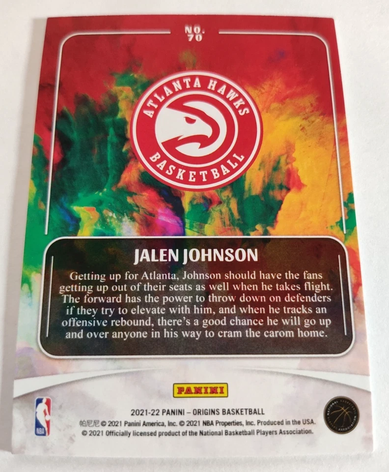 2021-22 Origins #70 Jalen Johnson ROOKIE BLUE /25 RC - Image 2 of 2