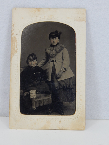 Antique "Tin Type" Photo of Children, Gallery of Art Fall River, Mass