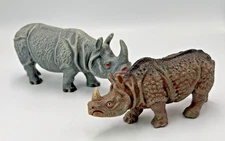 Vintage Hausser Elastolin Composition Lot 2 Rhinos Rhinoceros Excellent 1930's X