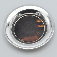 Antique Solid Silver Pin Dish Bowl Faux Tort Shell 1921