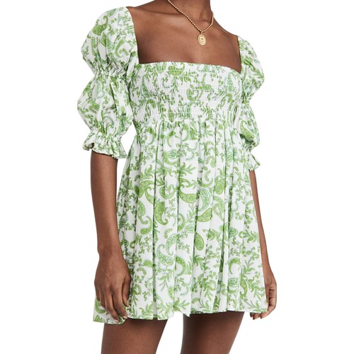 Misa Los Angeles Smocked Green Zadie Mini Dress Size XS