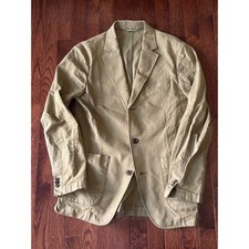 Bonobos Mens 38R Slim Fit Khaki Green Cotton Bamboo Blend Unconstructed Blazer