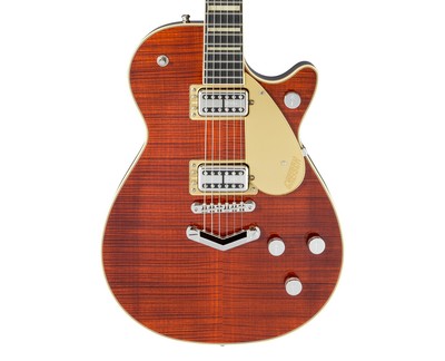 Open Box Gretsch G6228FM Players Ed. Jet BT V-Stoptail Flame Maple Bourbon Stain