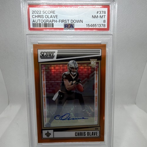 2022 Panini Score Chris Olave Saints First Down Signatures Auto PSA 8  02/10