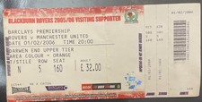 2006 Blackburn Rovers V Manchester United Football Match Stub