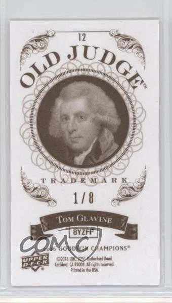 2016 Upper Deck Goodwin Champions Wood Lumberjack Minis /8 Tom Glavine #12 HOF - Image 2 of 2