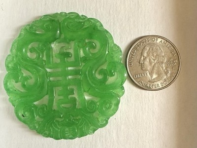 GROßER durchscheinender kaiserlicher grüner Jadeit Jade Drache Langlebigkeit Anhänger 85 Karat