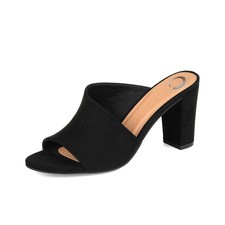 Journee Collection Women 8.5 M Black Allea Slip On Block Heel Sandals NIB JX0