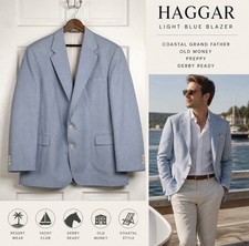 Mens Light Blue Blazer 44R Coastal Grandfathe...