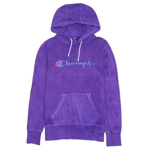 Champion Mens Hoodie Purple Fleece Embroidered Spellout Logo Kangaroo Pocket S