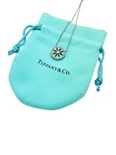 Tiffany & Co. Sterling Silver Blue Enamel Daisy Flower Necklace 18" - Pouch