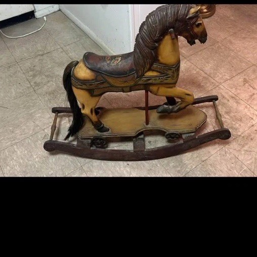 Vintage 28” Rocking Horse Antique Carousel style wood carved hand ...