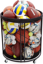 Ball Storage Bin, Sports Ball Storage Cart, Ball Holder with Wheels for Basketba