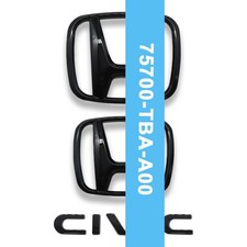 Front Grille Rear Trunk Emblem Badge For Civic 2022-2024 Sport Gloss Black