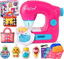TUZT Mini Sewing Machine Toy Kit for Kids Beginners, 22pcs Portab