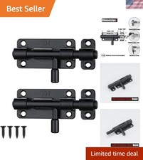304 Stainless Steel Door Security Latch Bolt with Padlock Hole - 2 Pack